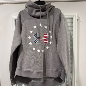 Womens Under Armour Hoodie Size Large Gray with patriotic UA
